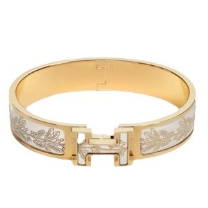 Hermes Clic H Elegant GM Gold and White Bracelet